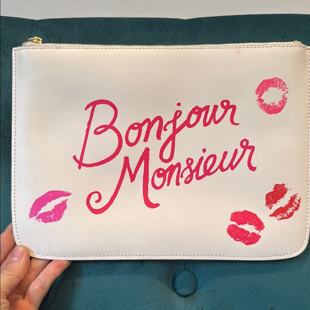 Bonjour Monsieur White and Pink Clutch